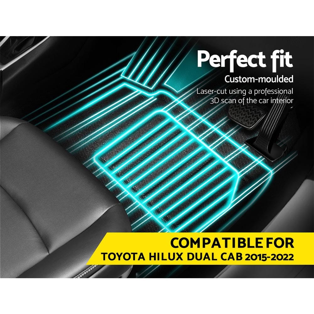 Weisshorn Auto Accessories > Auto Accessories Others > Automotive Decor Weisshorn Car Rubber Floor Mats Compatible For Toyota Hilux Dual Cab 2015-2022
