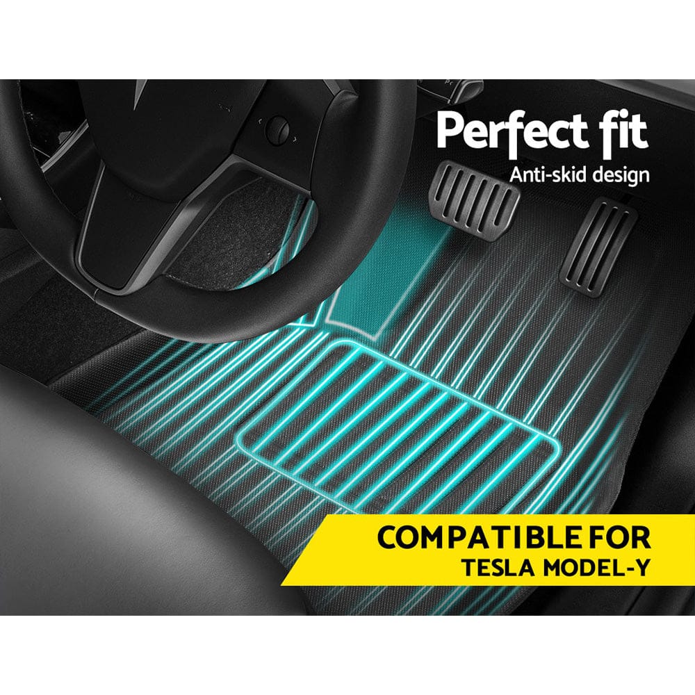 Weisshorn Auto Accessories > Auto Accessories Others > Automotive Decor Weisshorn Tesla Model Y Rubber Mats Carpets Front Rear Set RHD 21-24