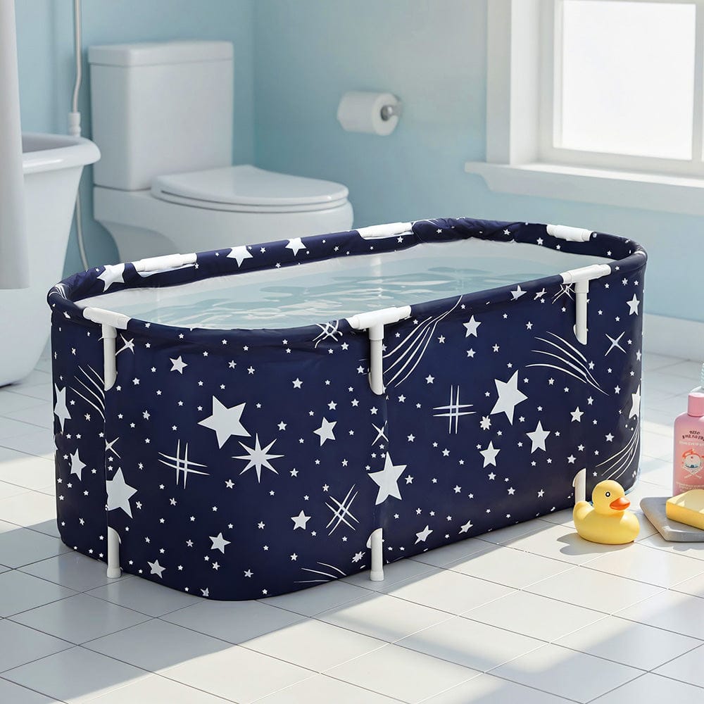 Weisshorn Furniture > Bathroom > Bathtubs Weisshorn Foldable Bathtub PVC SPA Bucket Inflatable Cushion 114x62cm Star Navy