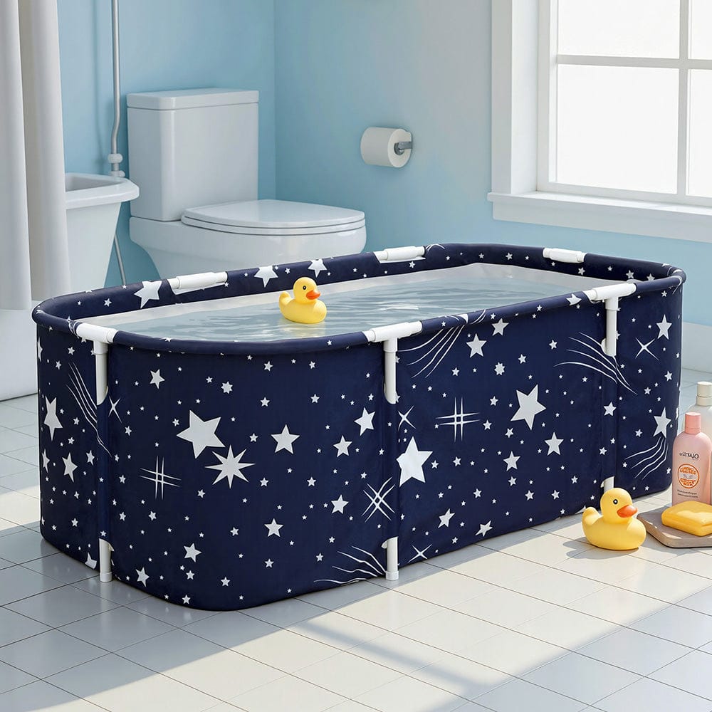 Weisshorn Furniture > Bathroom > Bathtubs Weisshorn Foldable Bathtub PVC SPA Bucket Inflatable Cushion 134x65cm Star Navy