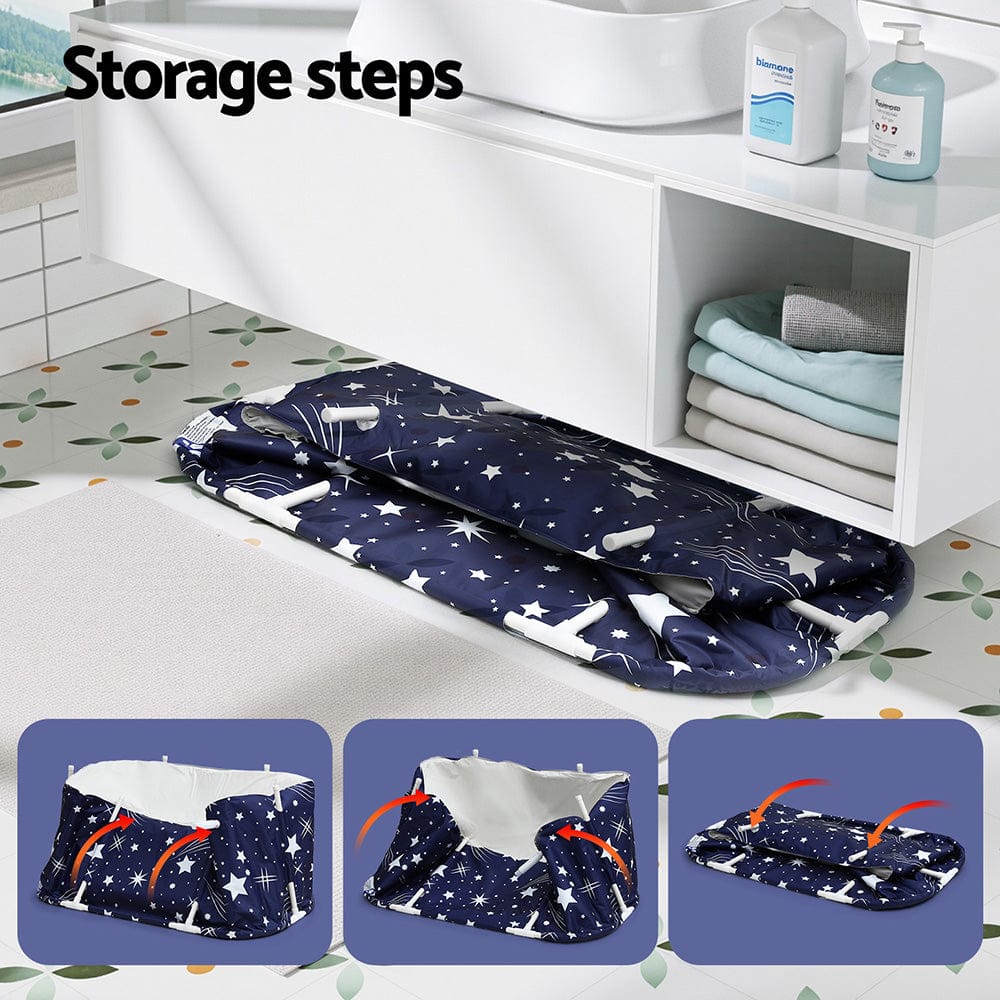 Weisshorn Furniture > Bathroom > Bathtubs Weisshorn Foldable Bathtub PVC SPA Bucket Inflatable Cushion 134x65cm Star Navy