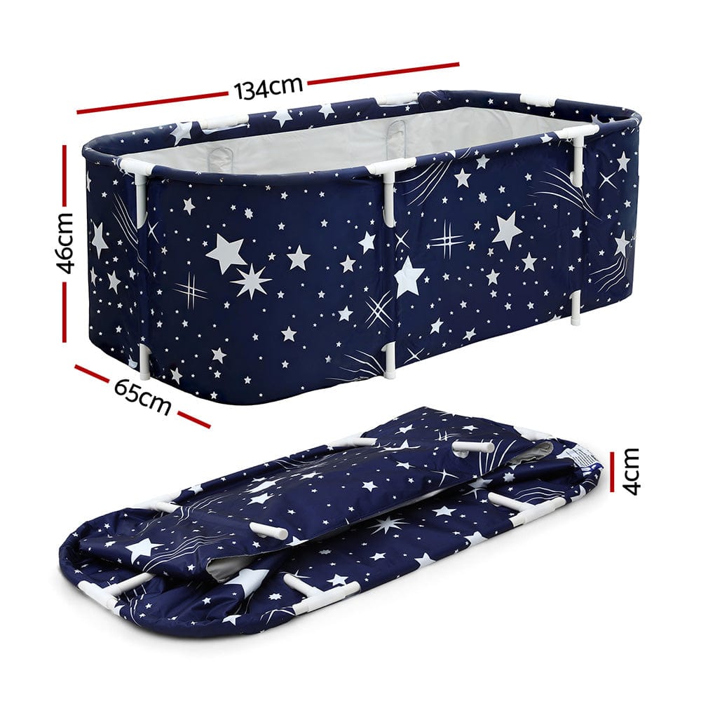 Weisshorn Furniture > Bathroom > Bathtubs Weisshorn Foldable Bathtub PVC SPA Bucket Inflatable Cushion 134x65cm Star Navy