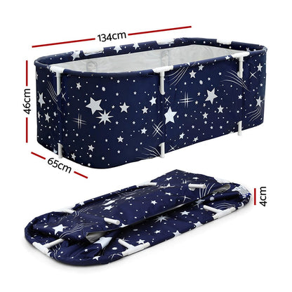 Weisshorn Furniture > Bathroom > Bathtubs Weisshorn Foldable Bathtub PVC SPA Bucket Inflatable Cushion 134x65cm Star Navy