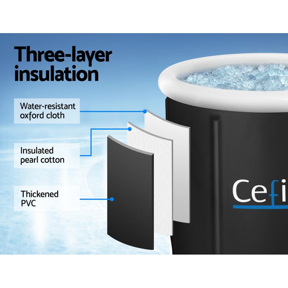 Weisshorn Furniture > Bathroom > Bathtubs Weisshorn Portable Ice Bath Tub 75X75CM Inflatable Folding Bathtub Spa Massage