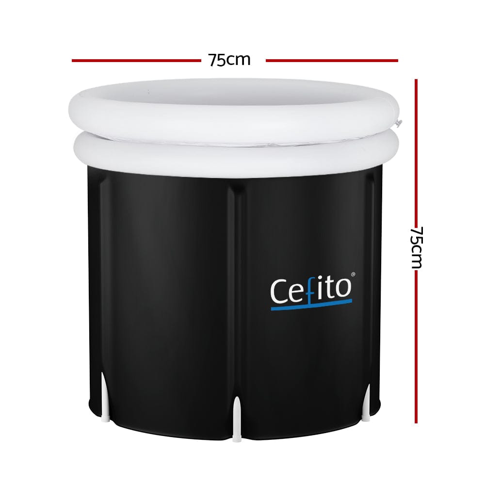 Weisshorn Furniture > Bathroom > Bathtubs Weisshorn Portable Ice Bath Tub 75X75CM Inflatable Folding Bathtub Spa Massage