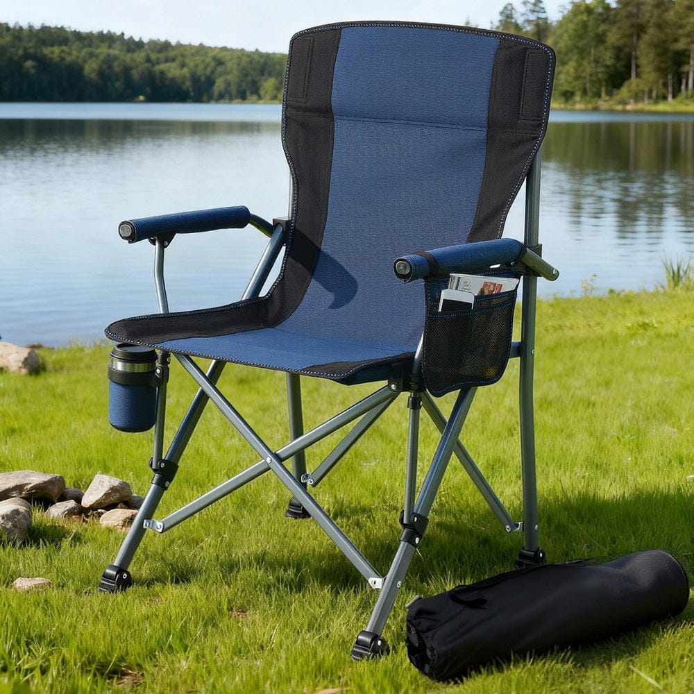Weisshorn Furniture > Outdoor > Outdoor Chairs Weisshorn Camping Chair Folding Outdoor Portable Seat Lightweight Beach Picnic Fishing Capacity 120KG Navy Blue