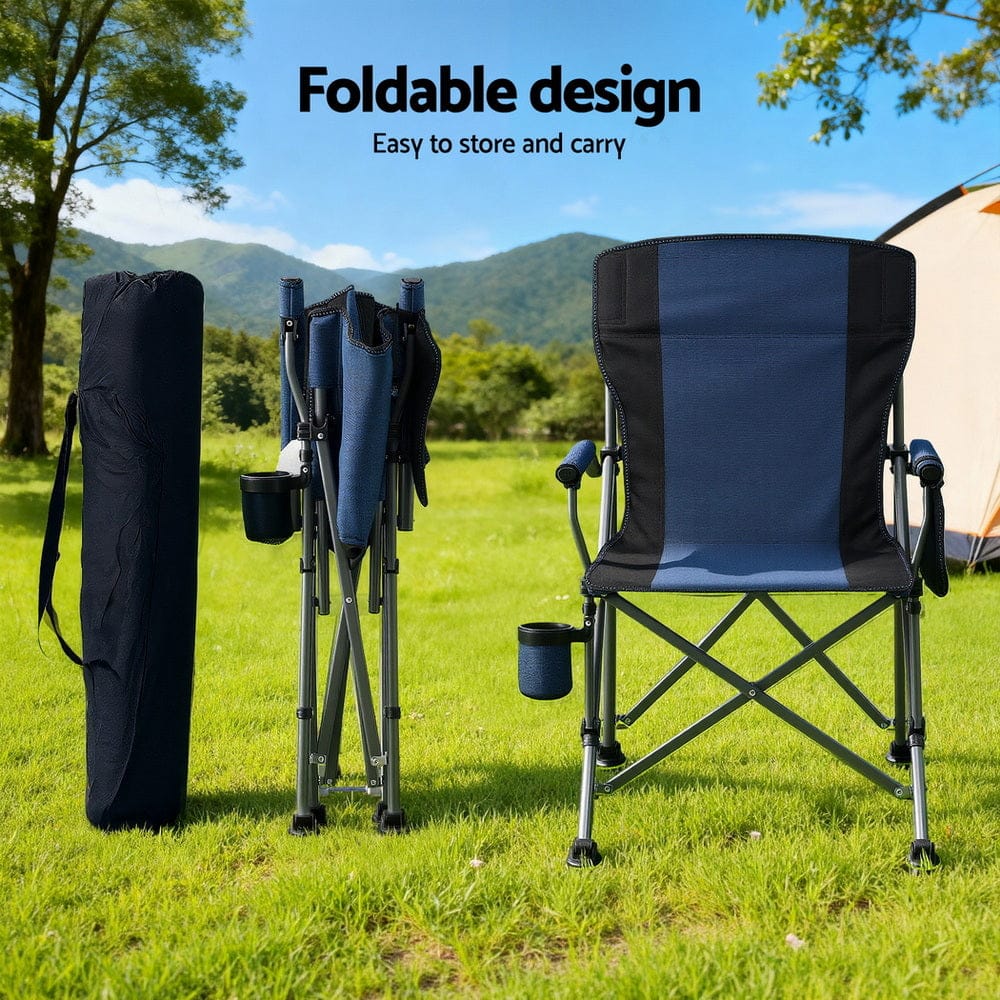 Weisshorn Furniture > Outdoor > Outdoor Chairs Weisshorn Camping Chair Folding Outdoor Portable Seat Lightweight Beach Picnic Fishing Capacity 120KG Navy Blue