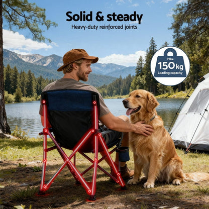Weisshorn Furniture > Outdoor > Outdoor Chairs Weisshorn Camping Chair Folding Outdoor Portable Seat Lightweight Beach Picnic Fishing Capacity 120KG Navy Blue
