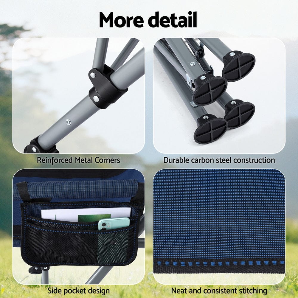 Weisshorn Furniture > Outdoor > Outdoor Chairs Weisshorn Camping Chair Folding Outdoor Portable Seat Lightweight Beach Picnic Fishing Capacity 120KG Navy Blue