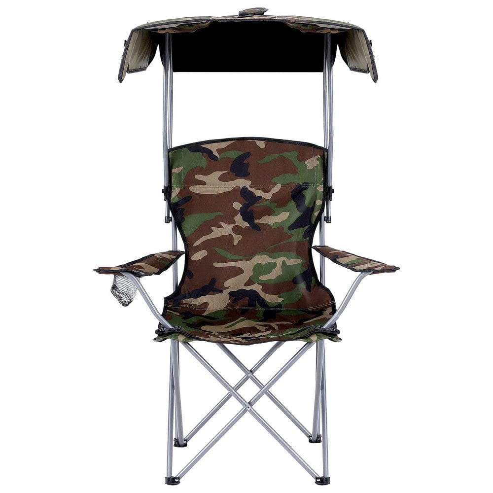 Weisshorn Furniture > Outdoor > Outdoor Chairs Weisshorn Camping Chair With Canopy Folding Outdoor Portable Seat Lightweight Beach Picnic Fishing Capacity 120KG Army Green