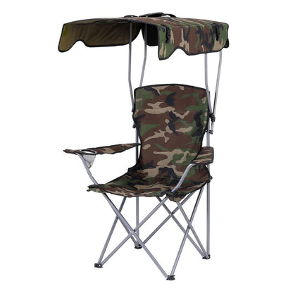 Weisshorn Furniture > Outdoor > Outdoor Chairs Weisshorn Camping Chair With Canopy Folding Outdoor Portable Seat Lightweight Beach Picnic Fishing Capacity 120KG Army Green