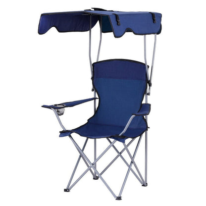 Weisshorn Furniture > Outdoor > Outdoor Chairs Weisshorn Camping Chair With Canopy Folding Outdoor Portable Seat Lightweight Beach Picnic Fishing Capacity 120KG Navy Blue