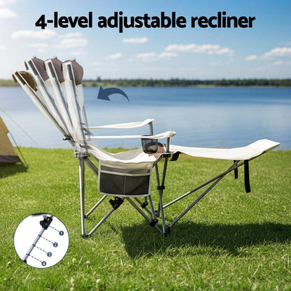 Weisshorn Outdoor Recreation > Camping > Camp Furniture Weisshorn Camping Chair Reclining Adjustable Portable Outdoor Folding Lightweight