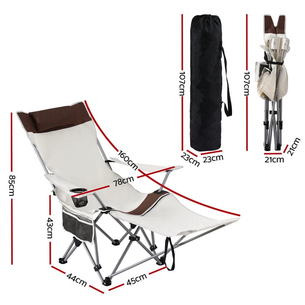 Weisshorn Outdoor Recreation > Camping > Camp Furniture Weisshorn Camping Chair Reclining Adjustable Portable Outdoor Folding Lightweight