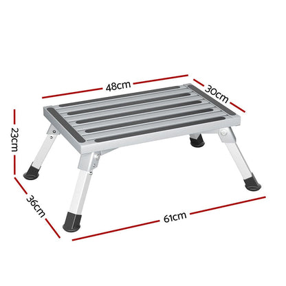 Weisshorn Outdoor Recreation > Camping > Camp Furniture Weisshorn Caravan Step Folding Aluminium Step Ladder Stool