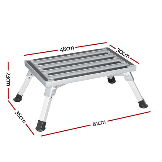 Weisshorn Outdoor Recreation > Camping > Camp Furniture Weisshorn Caravan Step Folding Aluminium Step Ladder Stool