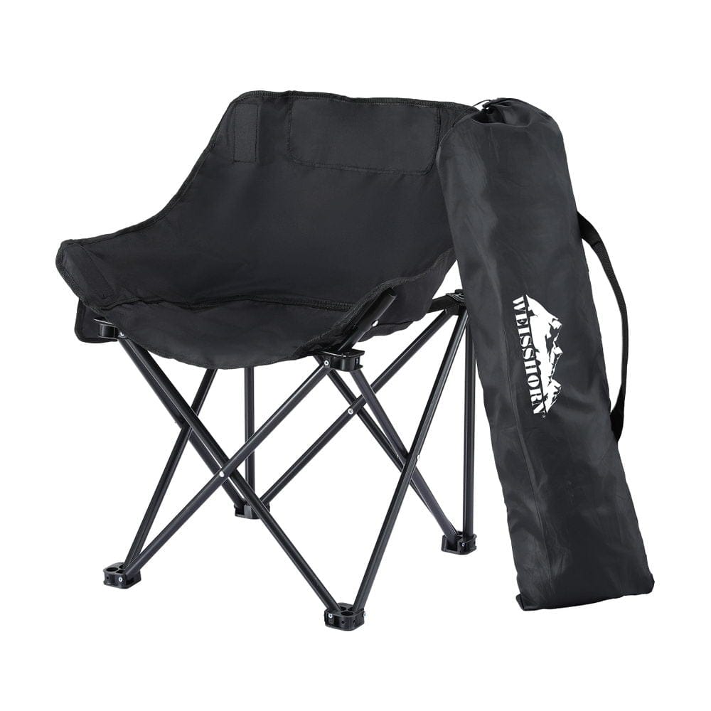 Weisshorn Outdoor Recreation > Camping > Camp Furniture Weisshorn Folding Camping Moon Chair Portable Seat Weight Capacity 120KG Black
