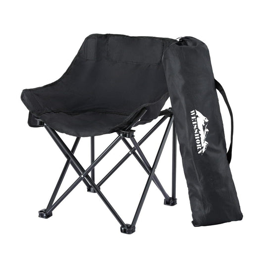 Weisshorn Outdoor Recreation > Camping > Camp Furniture Weisshorn Folding Camping Moon Chair Portable Seat Weight Capacity 120KG Black