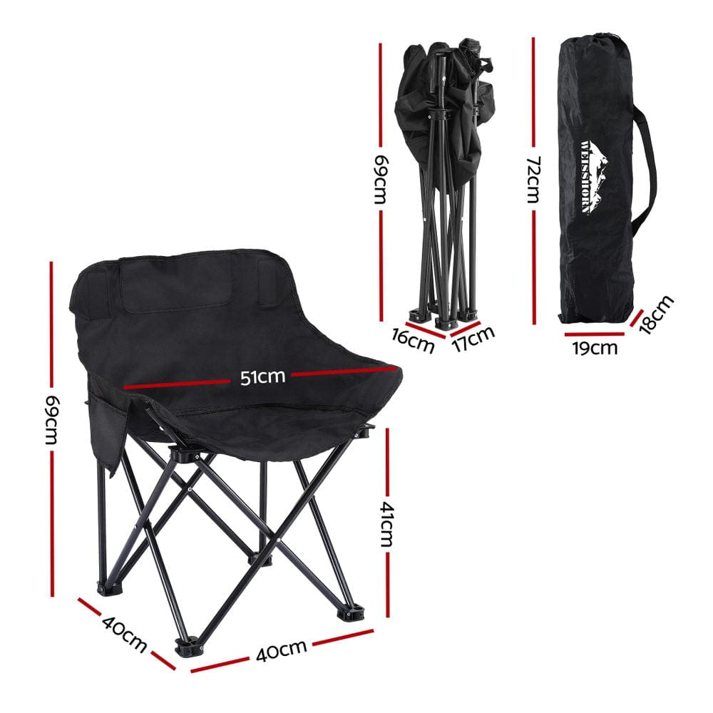 Weisshorn Outdoor Recreation > Camping > Camp Furniture Weisshorn Folding Camping Moon Chair Portable Seat Weight Capacity 120KG Black