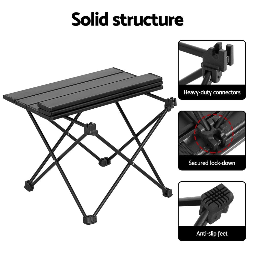 Weisshorn Outdoor Recreation > Camping > Camp Furniture Weisshorn Folding Camping Table 40CM Roll Up Outdoor Picnic BBQ Aluminium Desk