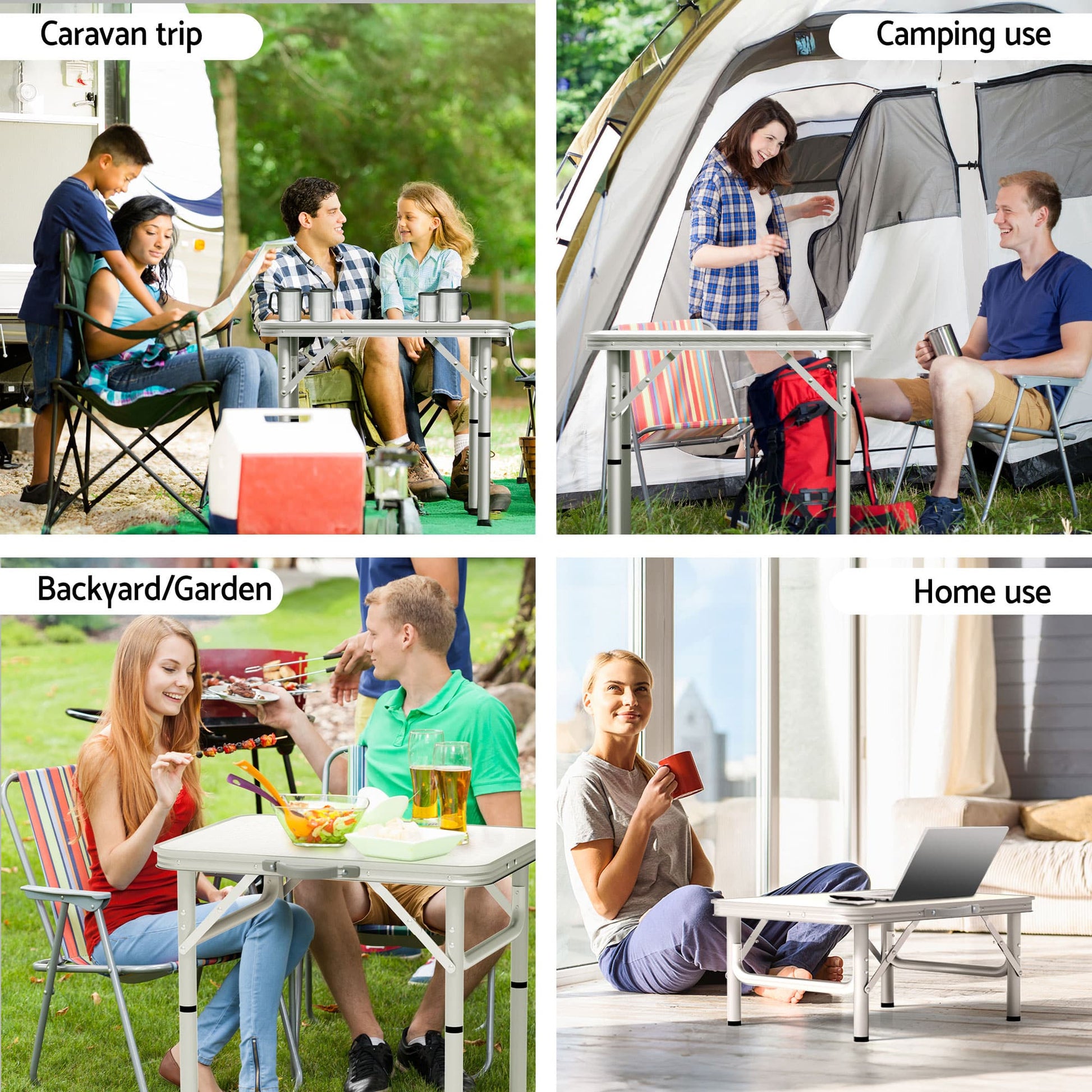 Weisshorn Outdoor Recreation > Camping > Camp Furniture Weisshorn Folding Camping Table 60CM Adjustable Portable Outdoor Picnic Desk