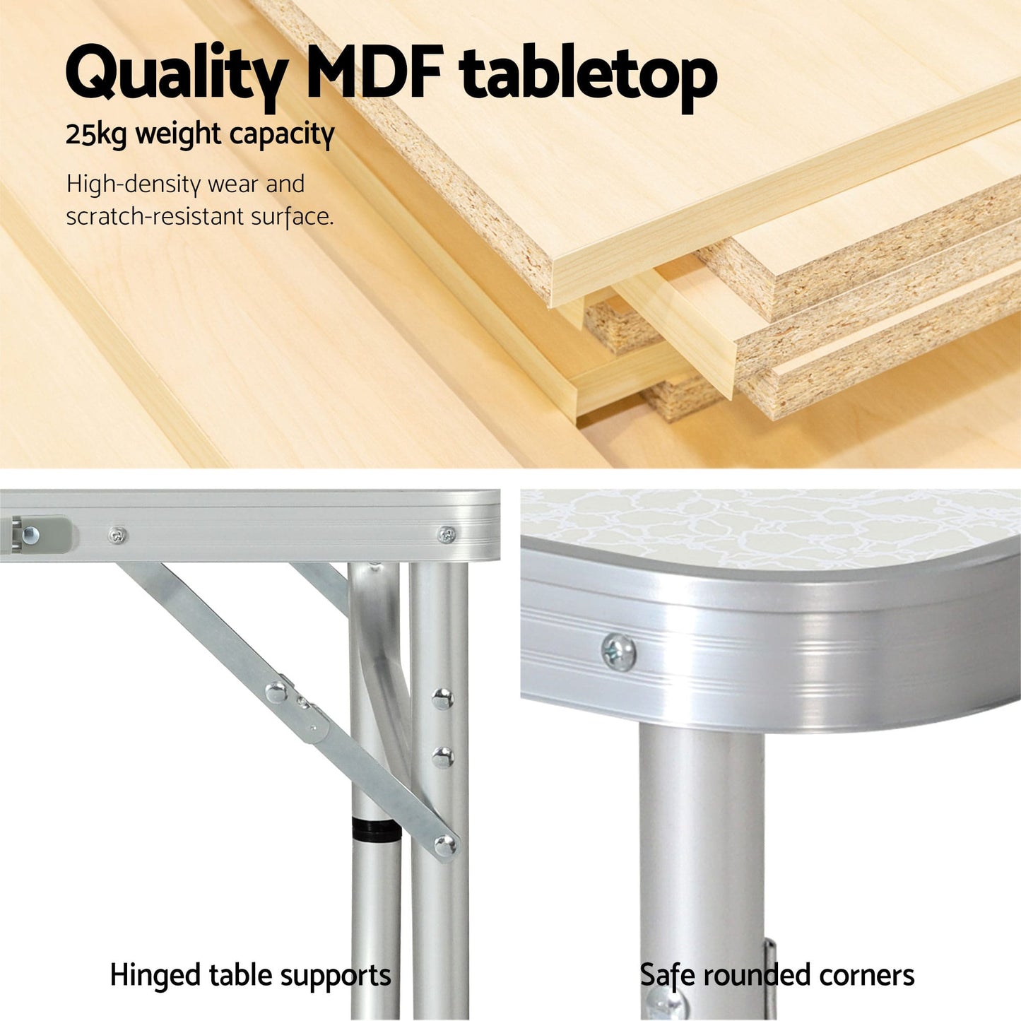 Weisshorn Outdoor Recreation > Camping > Camp Furniture Weisshorn Folding Camping Table 60CM Adjustable Portable Outdoor Picnic Desk