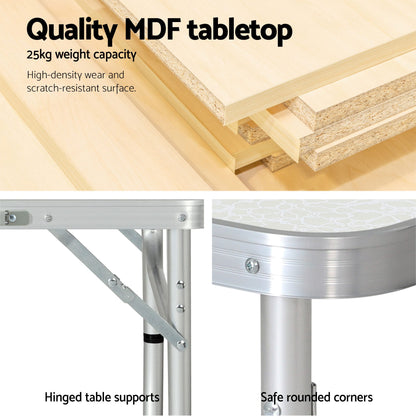 Weisshorn Outdoor Recreation > Camping > Camp Furniture Weisshorn Folding Camping Table 60CM Adjustable Portable Outdoor Picnic Desk