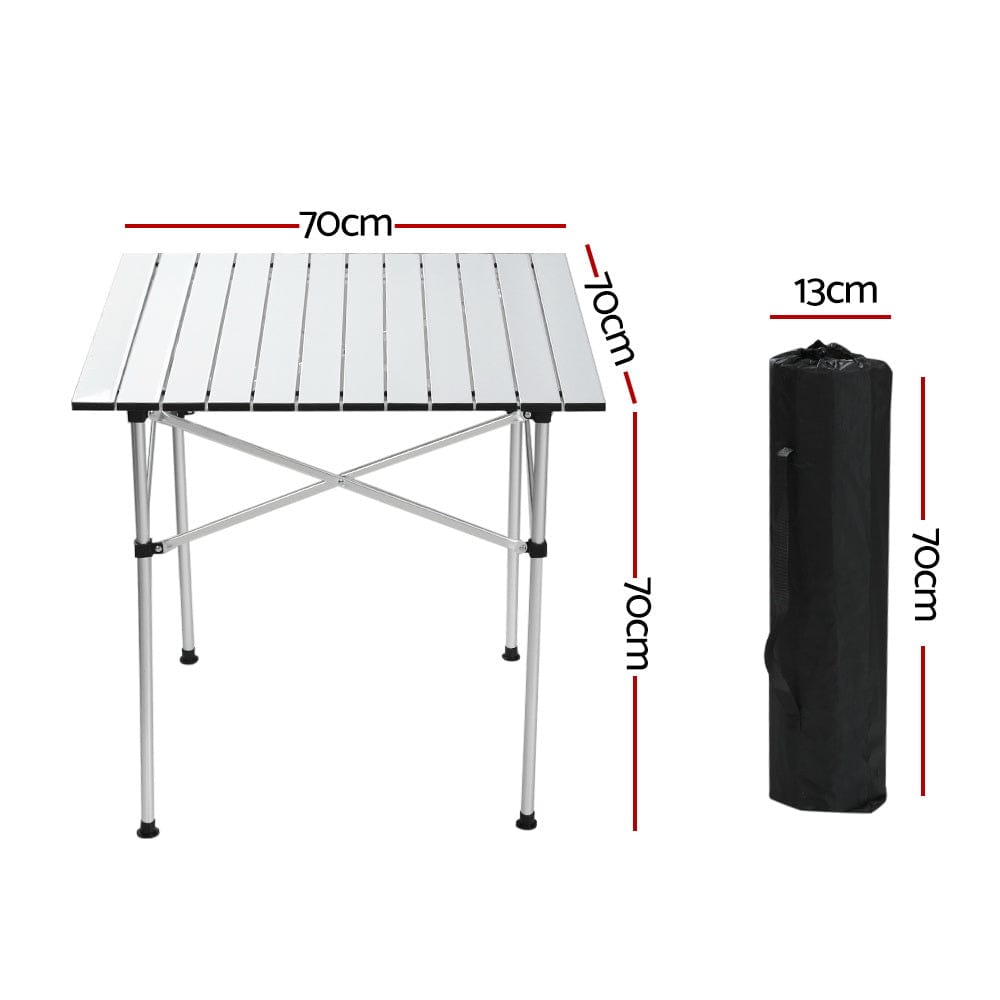 Weisshorn Outdoor Recreation > Camping > Camp Furniture Weisshorn Folding Camping Table 70CM Roll Up Outdoor Picnic BBQ Aluminium Desk