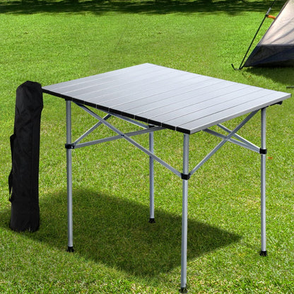 Weisshorn Outdoor Recreation > Camping > Camp Furniture Weisshorn Folding Camping Table 70CM Roll Up Outdoor Picnic BBQ Aluminium Desk