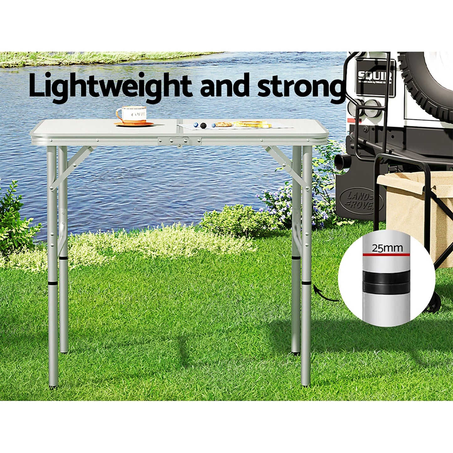 Weisshorn Outdoor Recreation > Camping > Camp Furniture Weisshorn Folding Camping Table 90CM Adjustable Portable Outdoor Picnic Desk