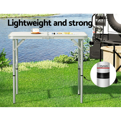 Weisshorn Outdoor Recreation > Camping > Camp Furniture Weisshorn Folding Camping Table 90CM Adjustable Portable Outdoor Picnic Desk