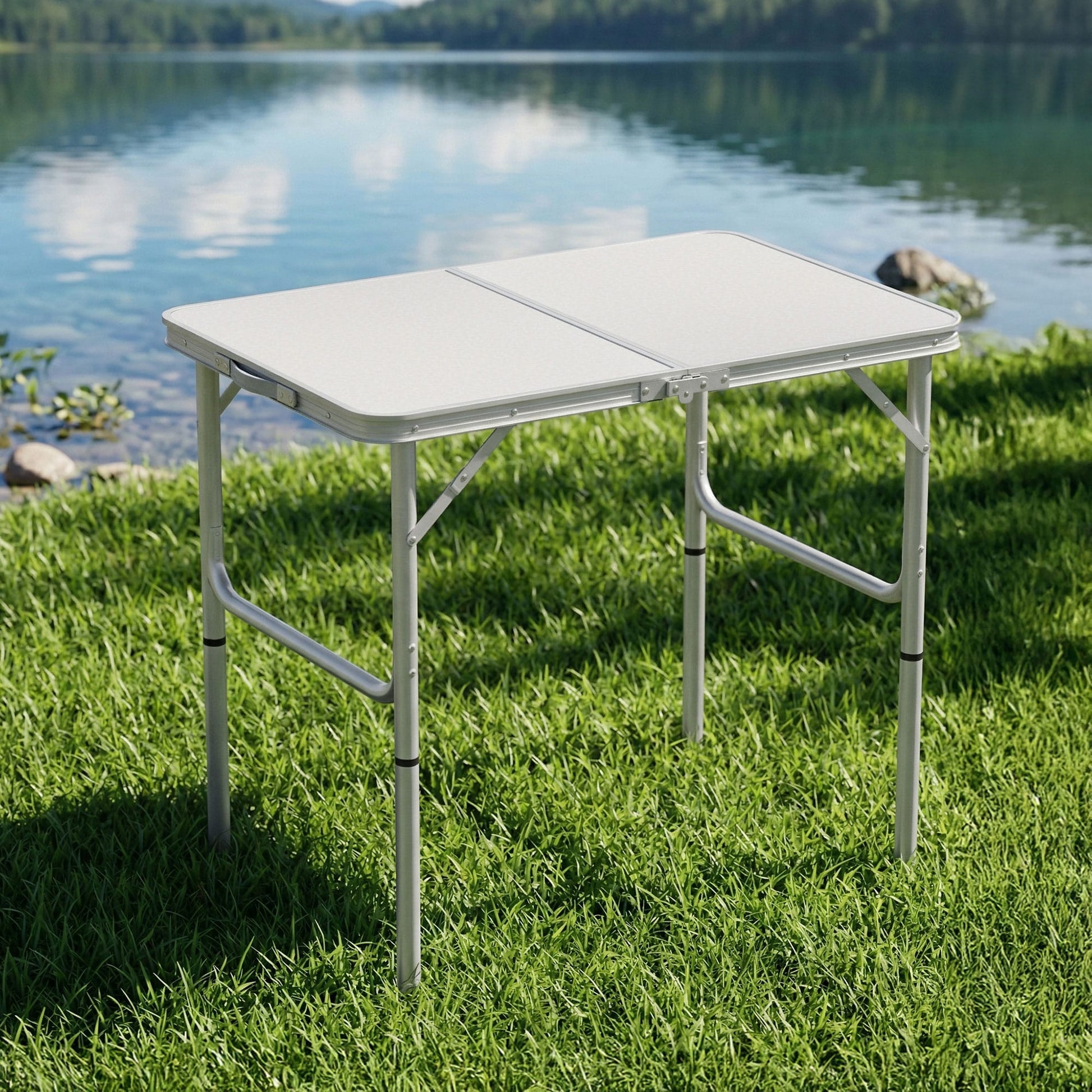 Weisshorn Outdoor Recreation > Camping > Camp Furniture Weisshorn Folding Camping Table 90CM Adjustable Portable Outdoor Picnic Desk