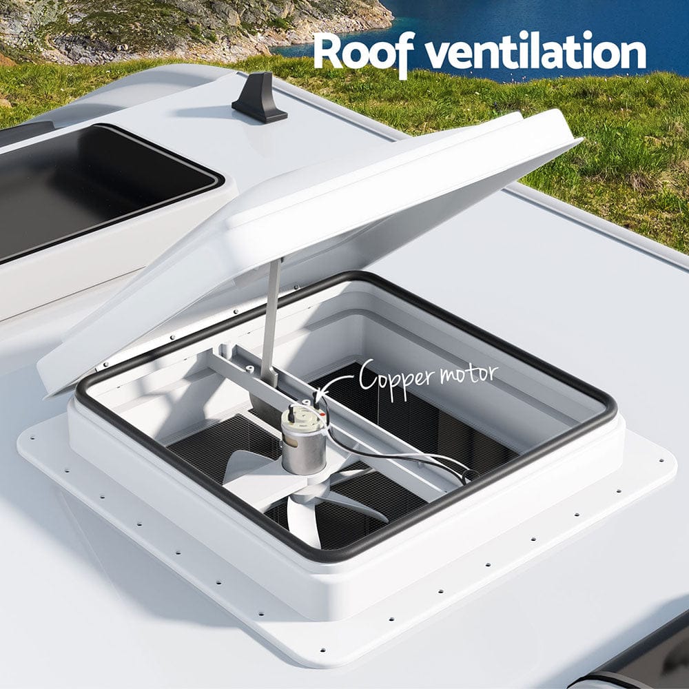 Weisshorn Outdoor Recreation > Camping > Caravan Accessories Weisshorn Caravan Roof Vent Fan Air Exhaust Hatch 12V RV Motorhome Camper White