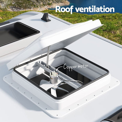 Weisshorn Outdoor Recreation > Camping > Caravan Accessories Weisshorn Caravan Roof Vent Fan Air Exhaust Hatch 12V RV Motorhome Camper White