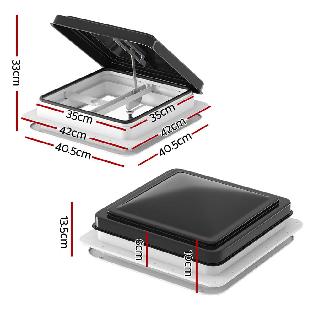 Weisshorn Outdoor Recreation > Camping > Caravan Accessories Weisshorn Caravan Roof Vent Hatch RV Skylight Motorhome Camper 350x350mm Black
