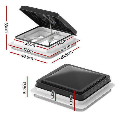 Weisshorn Outdoor Recreation > Camping > Caravan Accessories Weisshorn Caravan Roof Vent Hatch RV Skylight Motorhome Camper 350x350mm Black