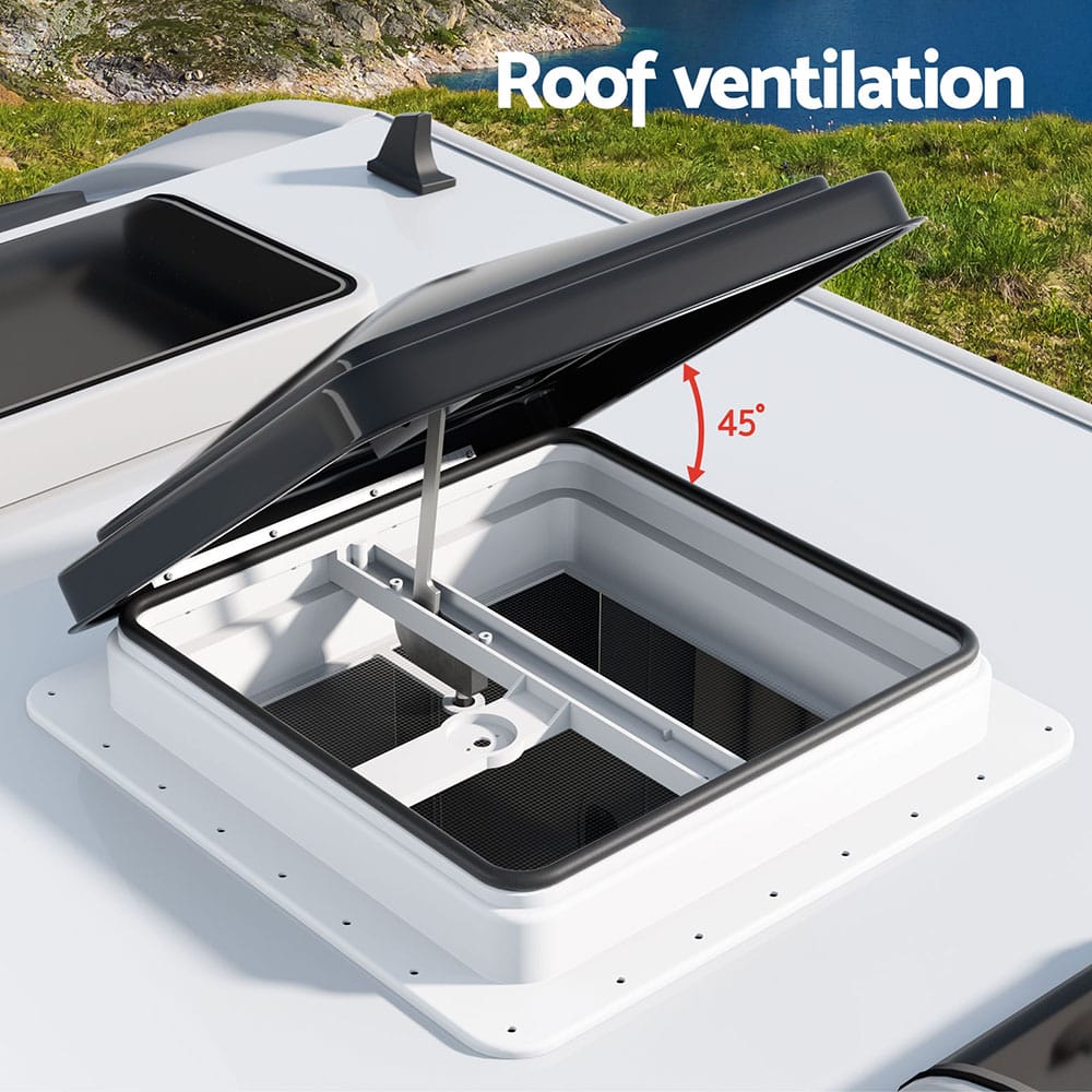 Weisshorn Outdoor Recreation > Camping > Caravan Accessories Weisshorn Caravan Roof Vent Hatch RV Skylight Motorhome Camper 350x350mm Black