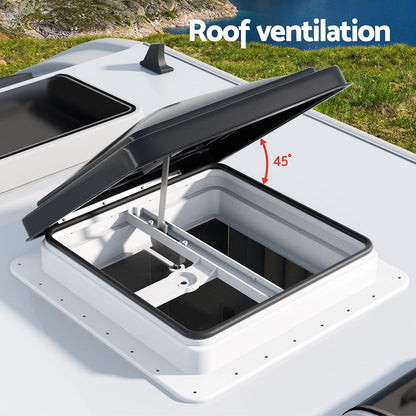 Weisshorn Outdoor Recreation > Camping > Caravan Accessories Weisshorn Caravan Roof Vent Hatch RV Skylight Motorhome Camper 350x350mm Black
