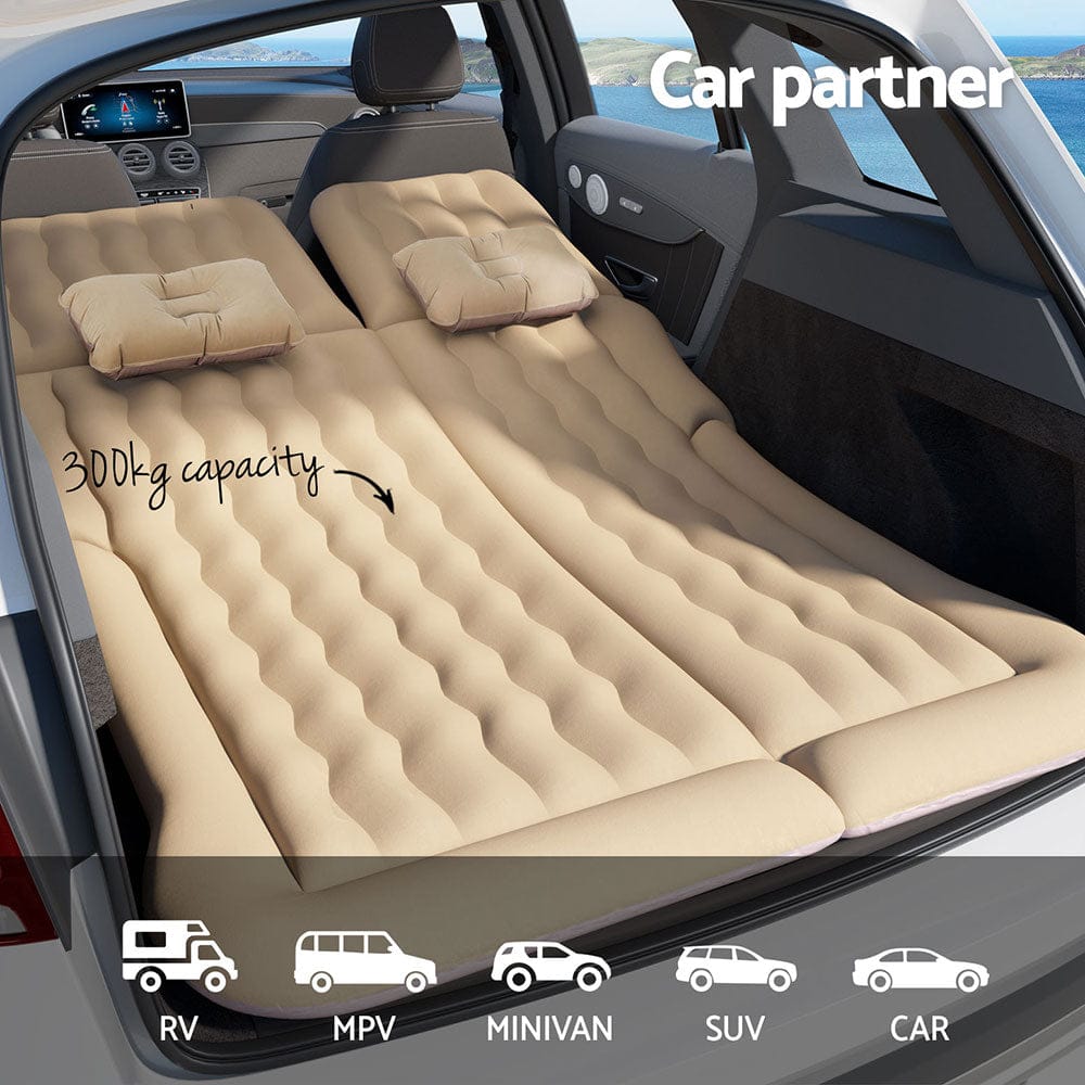 Weisshorn Outdoor Recreation > Camping > Inflatable Mattresses Weisshorn Car Mattress 175x130 Inflatable SUV Back Seat Camping Bed Beige
