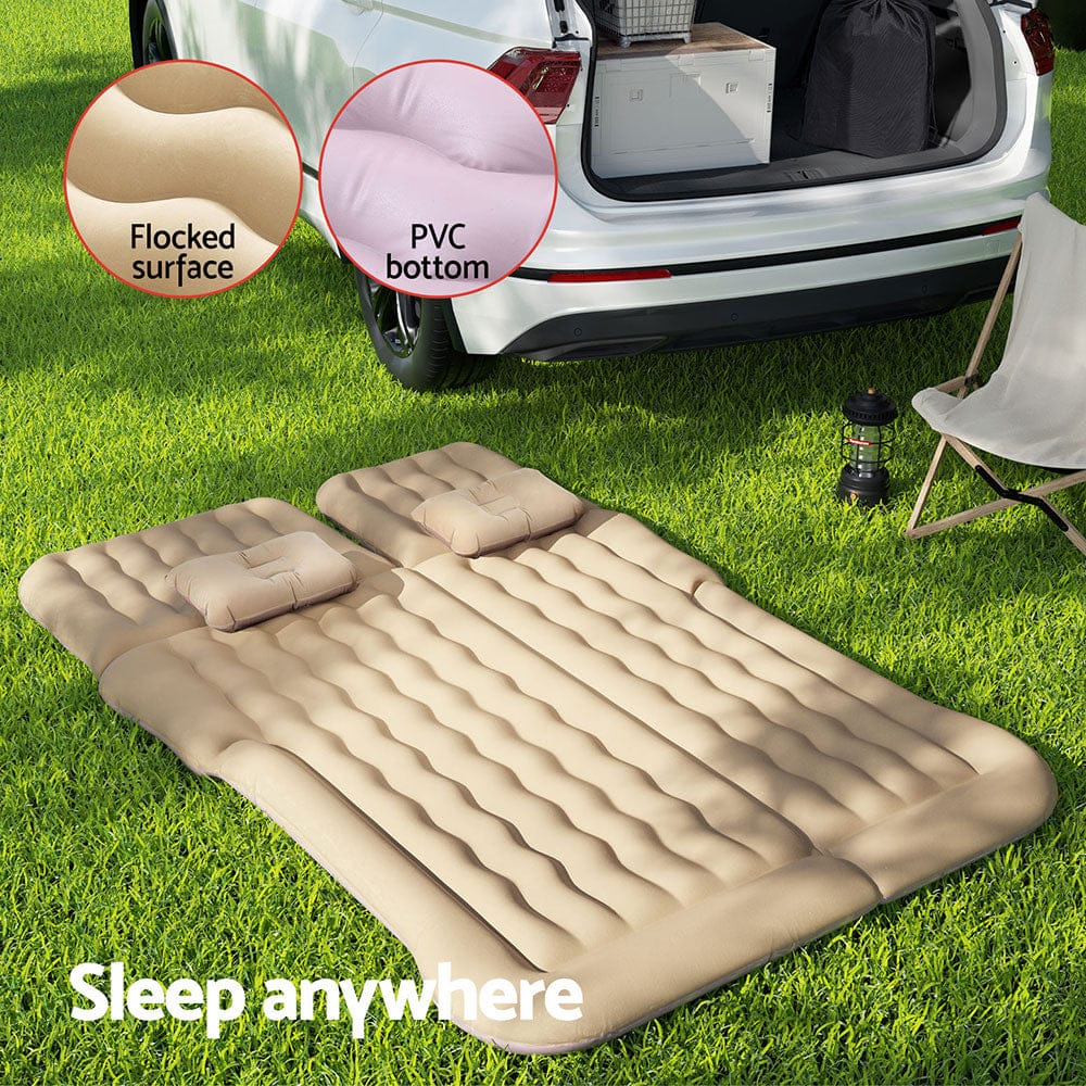 Weisshorn Outdoor Recreation > Camping > Inflatable Mattresses Weisshorn Car Mattress 175x130 Inflatable SUV Back Seat Camping Bed Beige