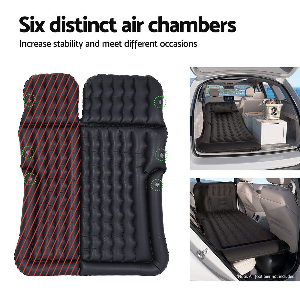Weisshorn Outdoor Recreation > Camping > Inflatable Mattresses Weisshorn Car Mattress 175x130 Inflatable SUV Back Seat Camping Bed Black