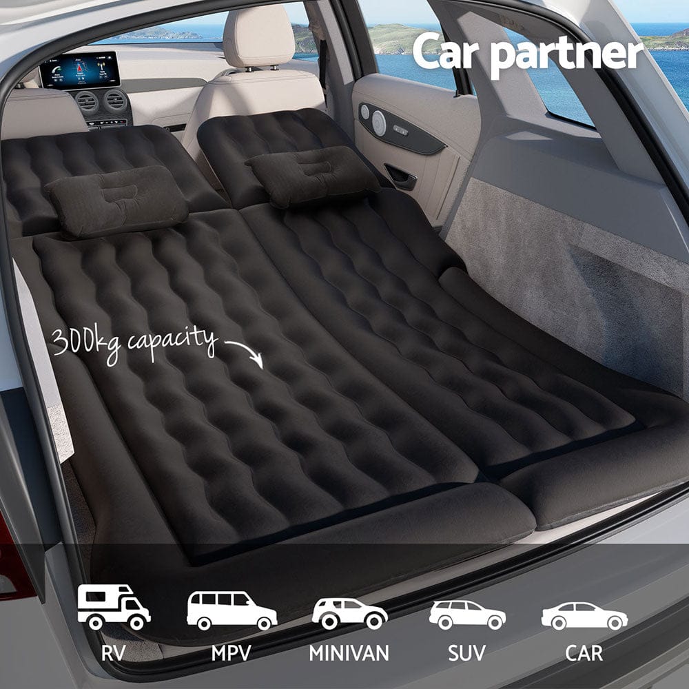 Weisshorn Outdoor Recreation > Camping > Inflatable Mattresses Weisshorn Car Mattress 175x130 Inflatable SUV Back Seat Camping Bed Black