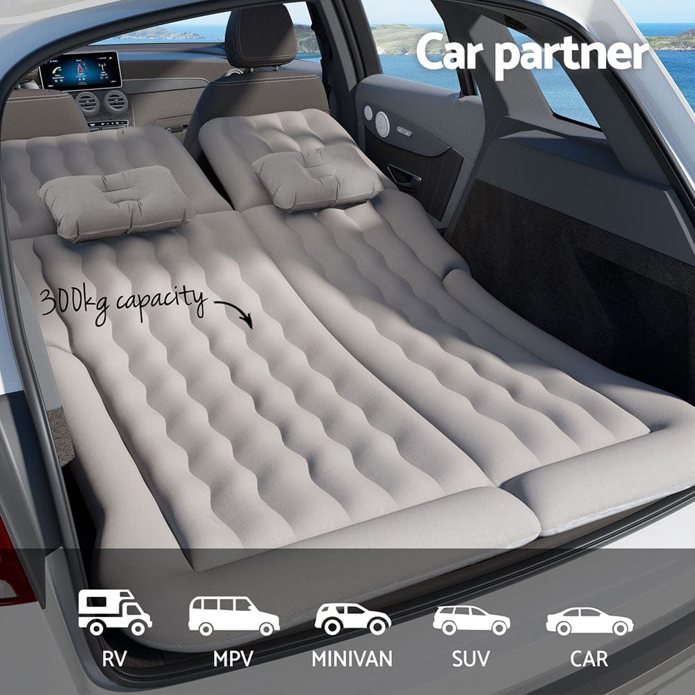 Weisshorn Outdoor Recreation > Camping > Inflatable Mattresses Weisshorn Car Mattress 175x130 Inflatable SUV Back Seat Camping Bed Grey