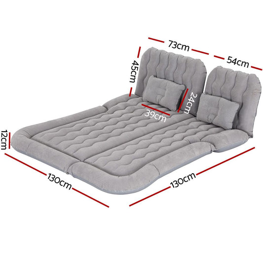 Weisshorn Outdoor Recreation > Camping > Inflatable Mattresses Weisshorn Car Mattress 175x130 Inflatable SUV Back Seat Camping Bed Grey