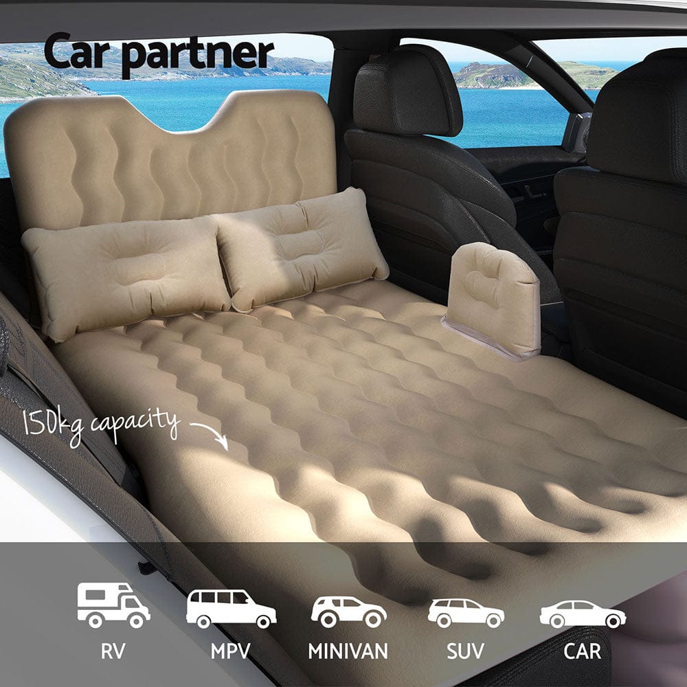 Weisshorn Outdoor Recreation > Camping > Inflatable Mattresses Weisshorn Car Mattress 176x80 Inflatable SUV Back Seat Camping Bed Beige