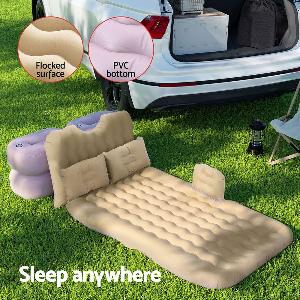 Weisshorn Outdoor Recreation > Camping > Inflatable Mattresses Weisshorn Car Mattress 176x80 Inflatable SUV Back Seat Camping Bed Beige