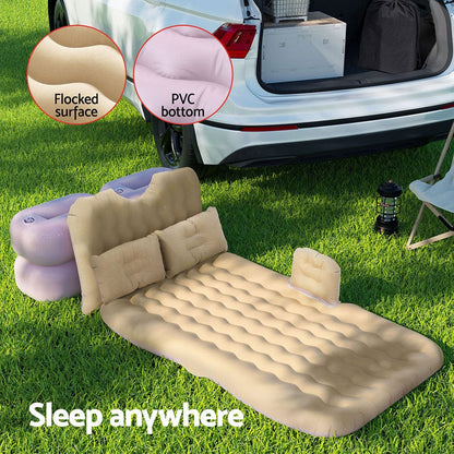 Weisshorn Outdoor Recreation > Camping > Inflatable Mattresses Weisshorn Car Mattress 176x80 Inflatable SUV Back Seat Camping Bed Beige