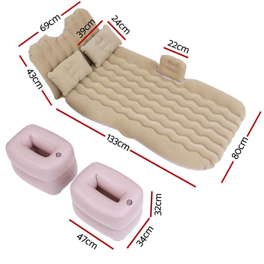 Weisshorn Outdoor Recreation > Camping > Inflatable Mattresses Weisshorn Car Mattress 176x80 Inflatable SUV Back Seat Camping Bed Beige