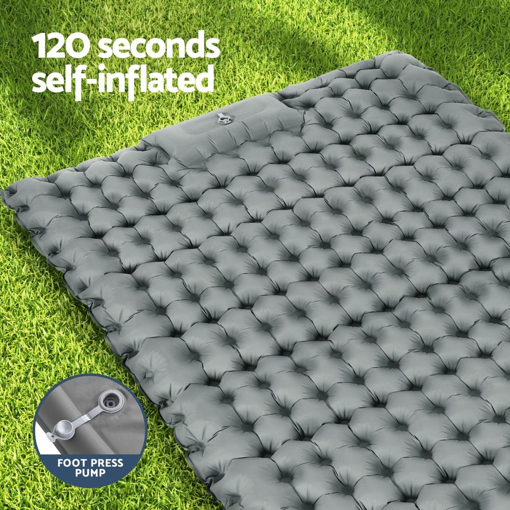 Weisshorn Outdoor Recreation > Camping > Inflatable Mattresses Weisshorn Self Inflating Mattress Camping Sleeping Mat Air Bed Double Pillow Bag