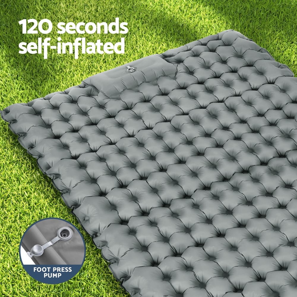 Weisshorn Outdoor Recreation > Camping > Inflatable Mattresses Weisshorn Self Inflating Mattress Camping Sleeping Mat Air Bed Double Pillow Bag